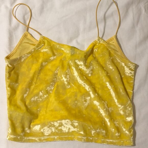 Divided/H&M Small Velour Yellow Crop Top - Picture 7 of 9